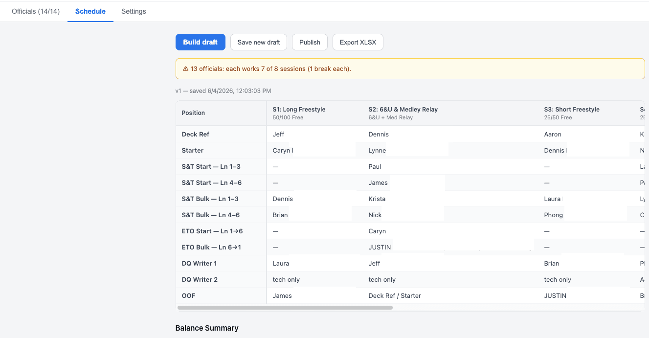 NWAL Scheduling App screenshot